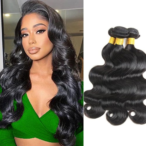 TTHAIR Body Wave Bundles Human Hair 20 22 24 Inch 3 Bundles 10A Grade 100% Unprocessed Brazilian Virgin Weave Bundles Human Hair Extensions Natural Black for Black Women