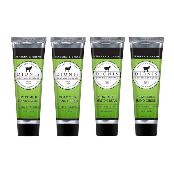 Dionis - Goat Milk Skincare Scented Hand Cream (1 oz) - Set of 4 - Made in the USA - Cruelty-free and Paraben-free (Verbena & Cream)