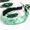 HIFANMM Green Shamrock Headbands St Patrick's Day Knotted Hair Bands for Women Girls, Green Clovers Hair Accessories, Top Knot Irish Day Parade Party Decoration Hair Hoop 1Pcs