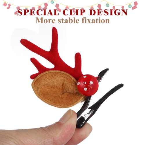 Beaupretty 4 Pairs Christmas Hair Clips Christmas Antler Hair Clips Deer Antler Hair Clips Deer Horn Barrettes Christmas Hair Accessories for Women and Girls