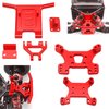 ShareGoo Aluminum Front Bumper Shock Tower Mount Rear Wing Compatible with WLtoys 144001 144010 124016 124017 124018 124019 RC Car Upgrade Parts (Red)