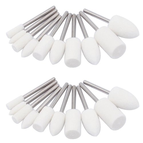PHYHOO Buffing Wheel Polishing Pads for Drill Rotary Tool Accessories Wool Felt Little Buffer Polisher Bits Kit Mounted Mandrel Tips Head Chrome Polish Watch - 1/8 Inch Shank