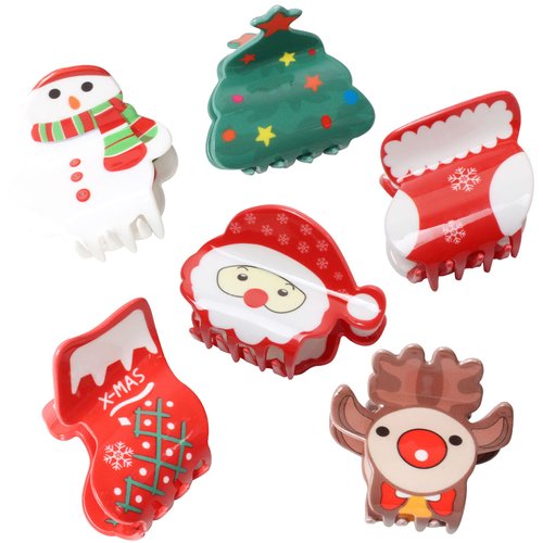 6PK Christmas Hair Accessories for Girls Women Christmas Hair Claw Clips for Kids Cute Christmas Tree Xmas Boots Hair Clip Snowman and Father Christmas Hair Claws…