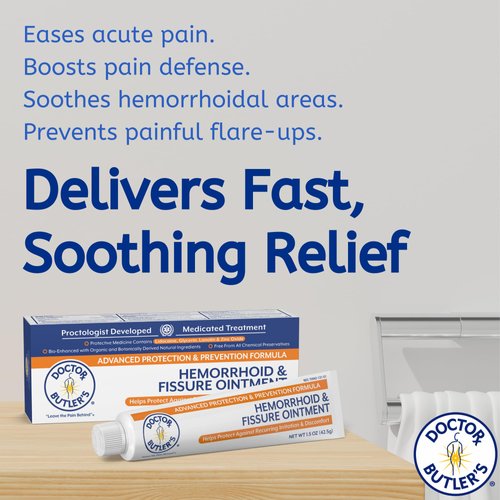 Doctor Butler's Advanced Hemorrhoid & Fissure Ointment – Lidocaine Hemorrhoid Treatment and Fissure Treatment Extra Strength Formula, Heals and Provides Fast Pain and Itch Relief* (1.5 oz.)