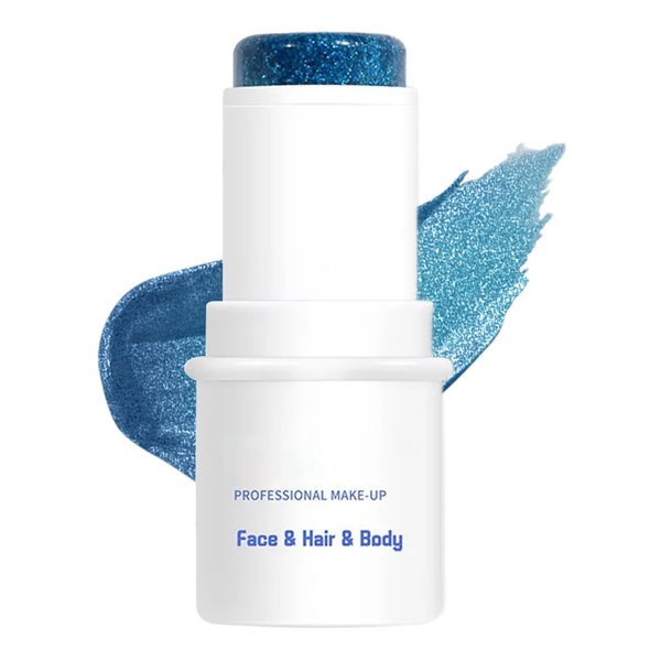 AIUEO Body Glitter Stick Blue Face Glitter Stick Mermaid Body Glitter Makeup Halloween Glitter Face Paint Holographic Chunky Glitter Sequin Stick-Blue