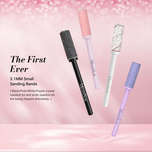 MelodySusie 50 Pcs Nail Drill Bits Small Sanding Bands with 3.1mm Mandrel Bit, 180 Fine Grit Nail File for Acrylic Nails Gel Manicures and Pedicure, Pink