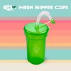 Kicko Neon Sipper Cups - 5.5 Inch - 12 Oz. - Colorful Neon Cups with Lids and Straws - School Events, Themed Parties, and Birthday Celebrations - Party Supplies | 12 Pack