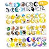 78PCS Moon Temporary Tattoos Themed Space Birthday Party Decorations Supplies Favors Decor Sun Moon Stars Temporary Tattoos Stickers Cute Gifts for Kids Boys Girls Prizes Rewards