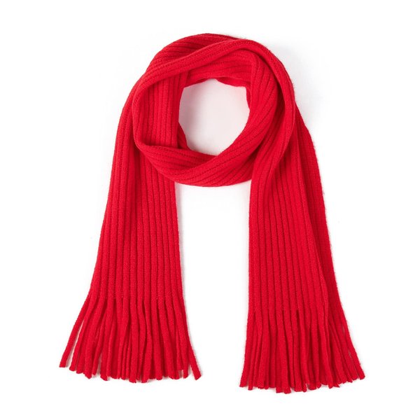 BEARUN Kids Knit Scarf Winter Fashion Solid Color Toddler Baby Scarves Neck Warmer Tassel Scarf for Boys Girls Red