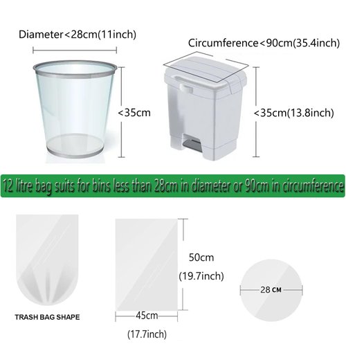 Small Garbage Bags 2.6 Gallon - Compost Bags, Kitchen Biodegradable Compostable Bin Liners Plastic White Bathroom Liners Organic Clear Trash Bags for Office Dorm Bedroom Car Recycling Compost Bag