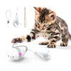 NADESSA Interactive Cat Toy Mouse, Automatic Cat Toys with LED Lights Feathers