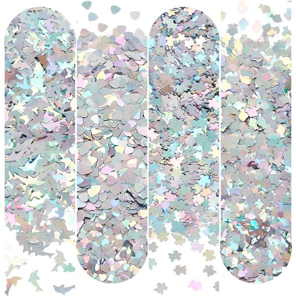 OLYCRAFT 48g 4 Styles Ocean Theme Nail Sequins Nail Art Glitter Sequin Dolphin Fish Resin Epoxy Fillters Art Craft Paint Glitters for DIY Crafting Nail Art Phone Case Manicure Decorations