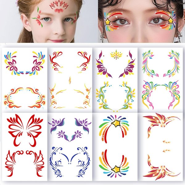 Generic Glitter Eye Temporary Tattoos Sticker for Women Eye Face Makeup Decoration Waterproof Makeup Fake Tattoo Stickers for Festival Party Eye Decor 13 Sheets