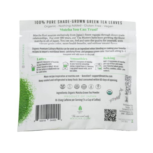 Dr. Weil Matcha Kari - Organic Matcha Green Tea Powder - 30 grams - Japanese Culinary Grade Matcha