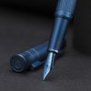 Dark Blue Forest Fountain Pen Extra Fine Nib Classic Design with Converter and Metal Pen Case Set by Asvine