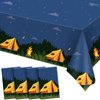 Breling Camping Party Decorations Camping Tablecloth Adventure Camp Out Table Cover Plastic Rectangular Picnic Hiking Table Cloth for Picnic Hiking Camping Birthday Party Supplies(2 Pieces)