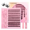 DIY Cluster Lashes Individual Lashes 0.07 D Curl 8-16Mix Knot-Free Lash Extensions Clusters Lashes Soft&Natural False Eyelashes Easy Grafting At Home(0.07-D-Mix-Kit103)