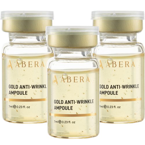 Abera Gold Anti-Wrinkle Ampoule, Anti-Aging Serum For All Skin Type with Peach Extract and Hyaluronic Acid, Skin Firming & Firming Serum, Hydrating Serum (3 x 0.23 Fl.Oz)