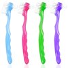 4 Pieces Denture Brush, Small Toothbrush for Dentures, Multi-Layered Bristles Ergonomic Rubber Handle for False Teeth Cleaning