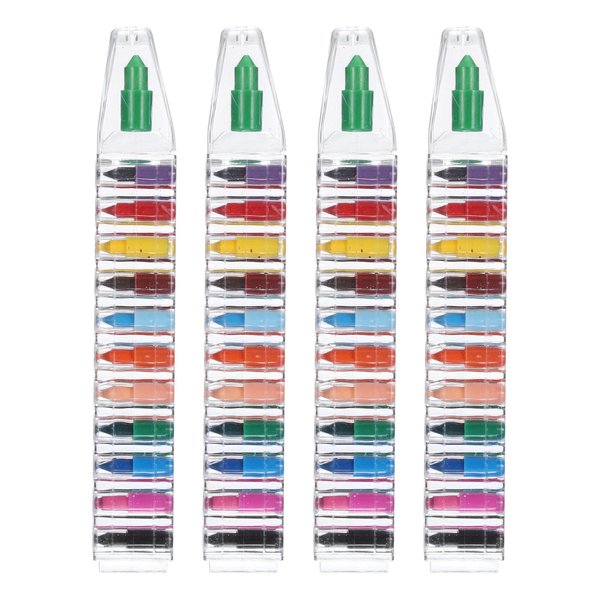 PATIKIL Stacking Crayons, 4 Pack 12 Colors Stackable Buildable Rectangle Drawing Crayons for Home Office Party Art Craft Supplies Drawing Learning