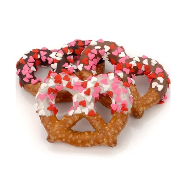 Heart Sprinkles Decorated Pretzel Twists - Set of 12