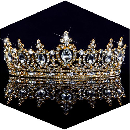 TOBATOBA Gold Crown for Women, Gold Tiara Wedding Tiara for Women, Crystal Royal Queen Crown Birthday Crown for Women, Crowns for Flower Bouquets, Quinceanera Headpieces for Prom Pageant Cosplay Party