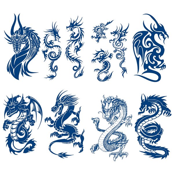 Kotbs 8 Sheets Semi Permanent Realistic Dragon Tattoos, Premium Temporary Tattoos 100% Plant-Based Ink Infinity Totem Tattoo Stickers, Long Lasting Tattoos for Men Women Girls Kids Adults