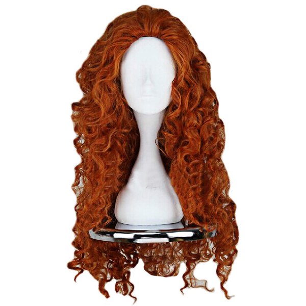 Angelaicos Women's Fluffy Wavy Party Halloween Costume Merida Wig Long Brown