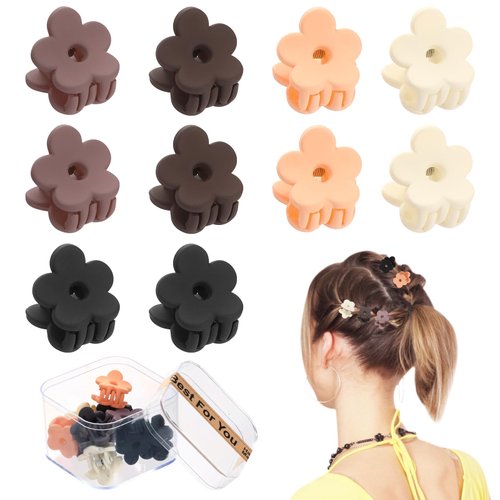 YASUOA Hair Claw Clips for Women, Multicolor Cute Flower Claw Clips for Thick Long Hair, Tiny Matte Hair Clips for Kids, Strong Hold Hair Accessories with Box, for Birthday, Christmas, Wedding, Daily Decoration