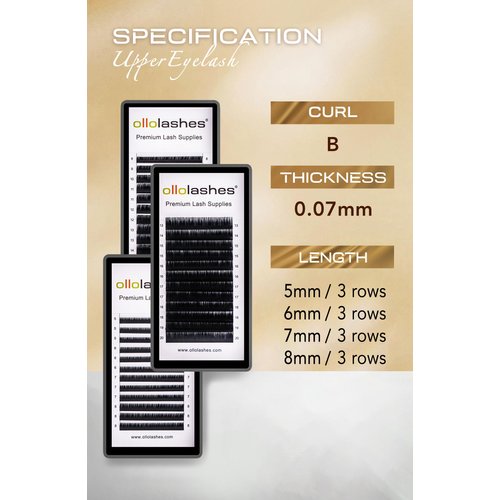 Eyelash Extension B C CC D J Curl Mix 5-20mm 0.03-0.15 Super Matte Classic Lash Extensions Professional Supplies for Lash Techs (B-0.07, 5-8mm)