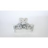 Small shiny silver metal three bows hair claw clip with crystals