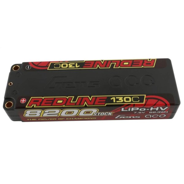 Gens ace Redline Series 8200mAh 7.6V 130C 2S1P HardCase HV Lipo Battery