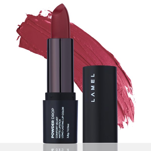Lamel Powder Drop Lipstick – Long Lasting Matte Lipstick With Creamy & Hydrating Formula, Buildable Finish – Red Lipstick – 404 Rosewood
