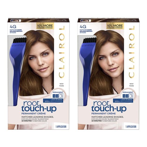 Clairol Root Touch-Up by Nice'n Easy Permanent Hair Dye, 4G Dark Golden Brown Hair Color, 2 Count