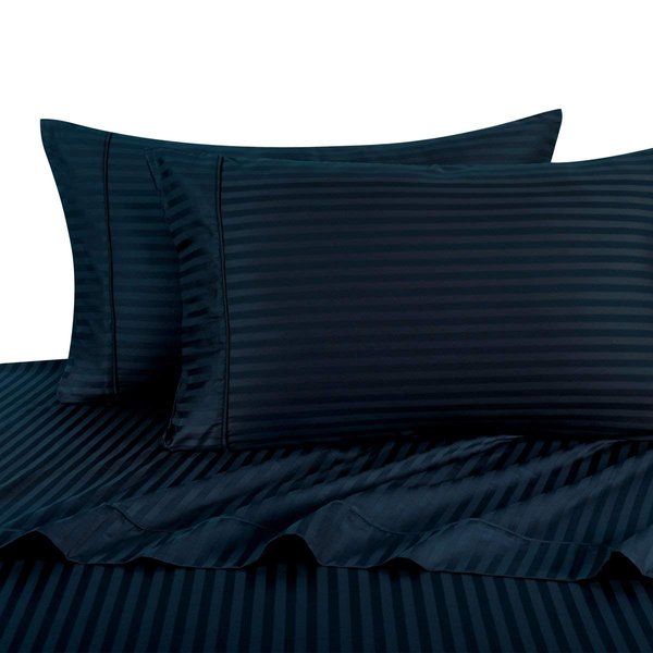 Royal Hotel Bedding Stripe Navy Standard Size Pillowcases, 2PC Pillow Cases, 100% Cotton, 300 Thread Count, Sateen Striped