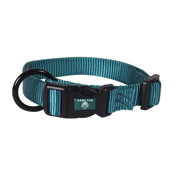 Hamilton Adjustable Nylon Dog Collar, Teal, 5/8" x 12-18"