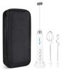 FoodVille MF09 Rechargeable Milk Frother Handheld Foam Maker with 3 Stainless Whisk and Travel Case and Charging Base for Cappuccino, Latte, Protein Powder