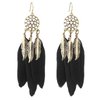 Sttiafay Boho Black Feather Dangle Earrings Long Feather Tassel Earrings Vintage Tribal Feather Earrings Gold Feather Drop Earrings Jewelry for Women and Girls