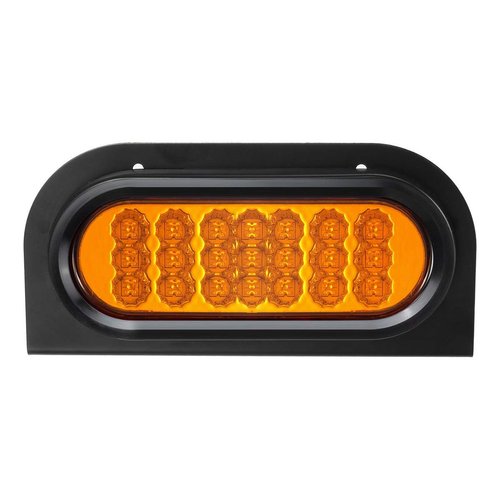 Partsam 2 Pcs AMBER Oval 6-1/2" Sealed LED Turn Signal and Parking Light Kit with Mounting Brackets, Grommet and Plug, Faceted Led Trailer Lights w Amber Reflector on trailers less than 80" wide