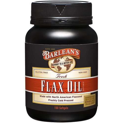 Barlean's Flaxseed Oil Softgels, Cold-Pressed Flax Seed Supplement with 1,650 mg ALA Omega-3 Fatty Acids for Joint & Heart Health, 1000mg, 100 ct
