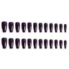 Gentle Claws Press On Nails - Midnight Purple | Dark Purple Glitter Velvet Nails, Medium Coffin Squared Press On Nails with Cat Eye Design for Women and Girls, 24 Pcs Reusable Purple Fake Nails