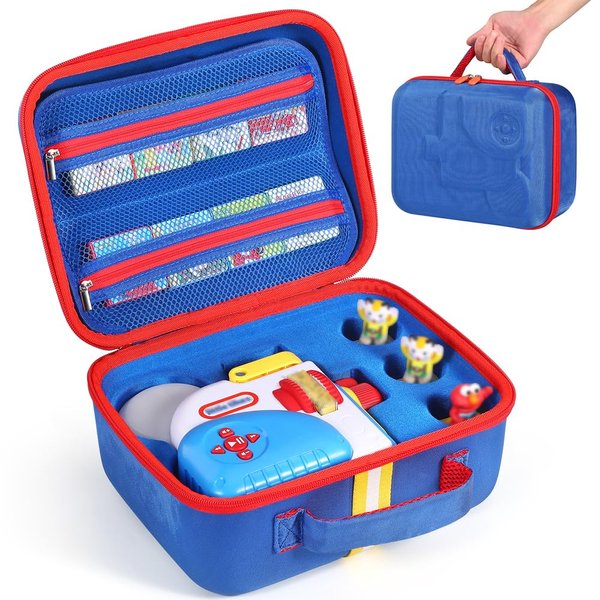 Storage Carrying Case Compatible with Little Tikes Story Dream Machine Books Starter Set and Character (Blue, Small Size)
