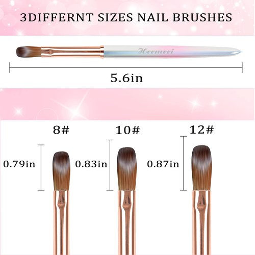 heemeei Kolinsky Acrylic Nail Brush Size 12- Nail Brushes for Acrylic Application - Acrylic Powder Brush for Nail Art - Nail Acrylic Brush for Professional Manicure DIY Home Salon (12#)…