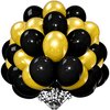 CYTTOKL Black and Gold Balloons 12 inch 100 Pack Metallic Chrome Black Gold Latex Helium Balloons for Birthday Wedding Baby Shower Party Decorations