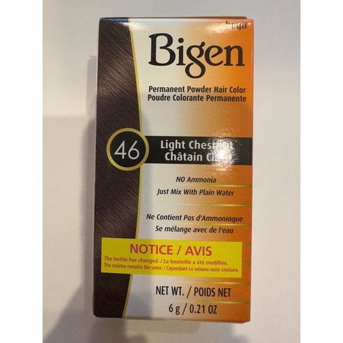 Bigen Hoyu PERMANENT POWDER HAIR COLOR Dye, No Ammonia, No Hydrogen Peroxide Required (w/Sleek Brush) 0.21 oz / 6 g Haircolor (46 Light Chestnut)