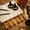 ZHWKMYP 14Pcs Mini Witch Hat, Small Witch Hats for Crafts, Felt Witch Hats and Brooms for Halloween Handmade Wine Bottle Party Decor
