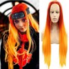 Orange Wig Ombre Lace Front Wigs Red Orange Long Silky Straight Free Part Handmade Pre Plucked Hairline Synthetic Heat Resistant Fiber Hair Wigs for Women Cosplay Daily 24 Inch
