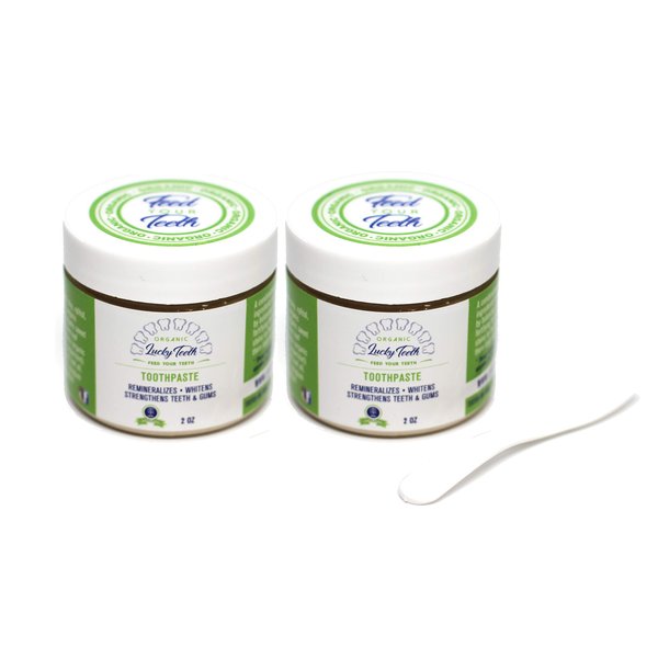 Lucky Teeth Organic Toothpaste-All Natural, Remineralizes and Fortifies Teeth and Gums. (2 oz 2 Pack)