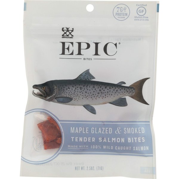 Epic Jerky Bites, 100% Wild Caught, Alaskan Salmon, Maple with Coconut Oil, 2.5 ounce