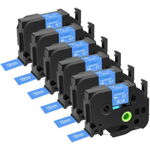 6 Pack Replace for Brother P-Touch TZe-545 TZe545 TZ54 18mm 3/4 Inch x 26.2 feet Laminated Tape Blue Tape Refill for Ptouch PTD400 PTD600 PTD400AD PTP710BT Label Maker, Easy to Peel Durable Tape
